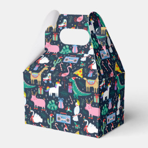Quirky Holiday Animals and Icons Pattern Favor Boxes