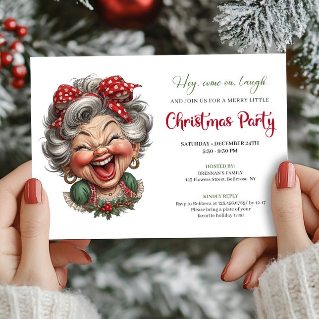 Quirky Holiday Grandma Fun Christmas Party Invite (Quirky Holiday Grandma Fun Christmas Party Invite)