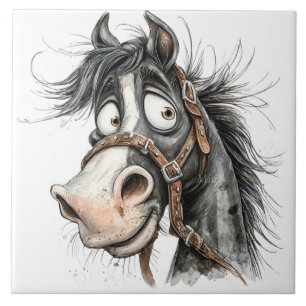 quirky horse ceramic tile