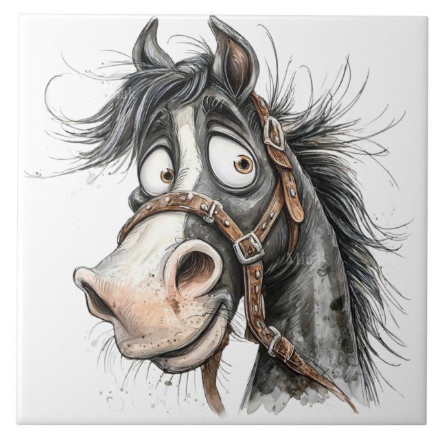 quirky horse ceramic tile (Front)