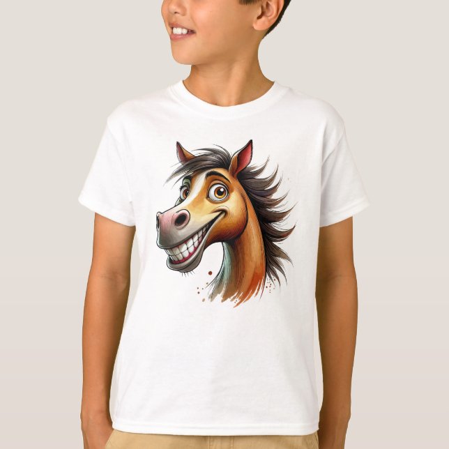 Quirky Horse Watercolor Tshirt Boys (Front)