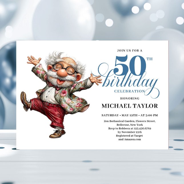 Quirky Humor Man 50 Birthday Celebration Invite (Quirky Humor Man 50 Birthday Celebration Invite)