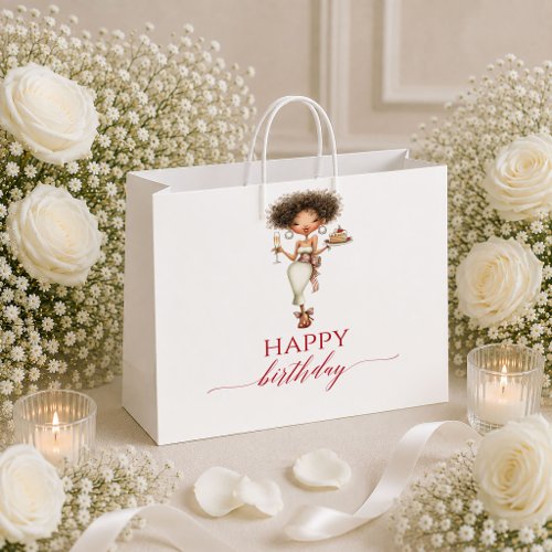 Quirky Humor Woman Marsala Script Birthday gift ba Large Gift Bag