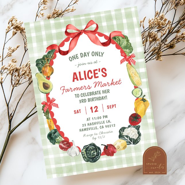 Quirky Illustration Farmers Market Birthday Invitation (Creator Uploaded)