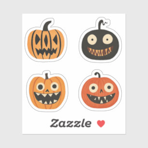 Quirky Jack-o-lanterns Halloween Pumpkins Sticker