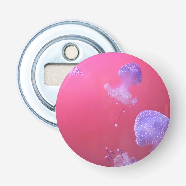 Quirky Jellyfish in the Pink Water Bottle Opener (Front)