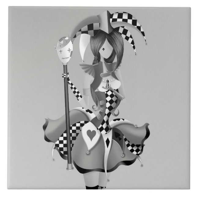 quirky jester and puppet King  Ceramic Tile (Front)