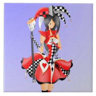 quirky jester and puppet King Ceramic Tile