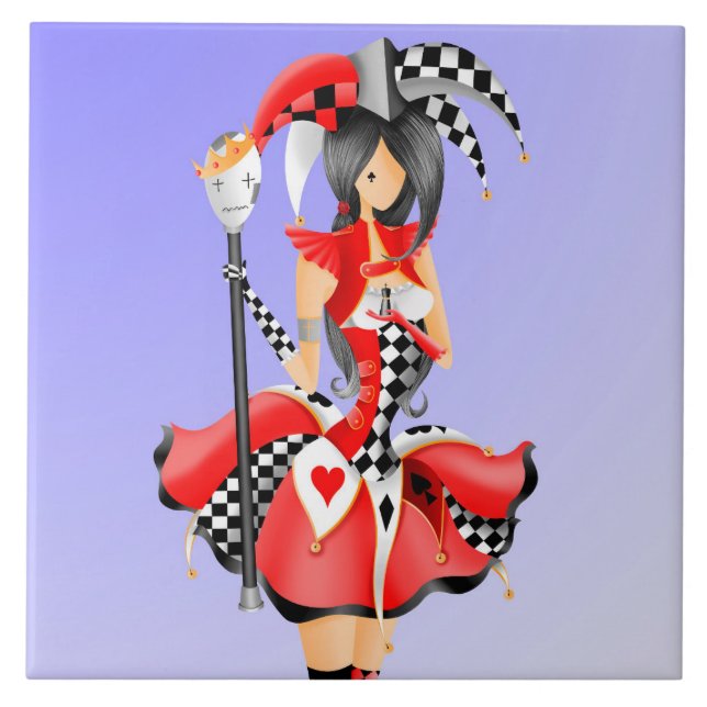 quirky jester and puppet King  Ceramic Tile (Front)