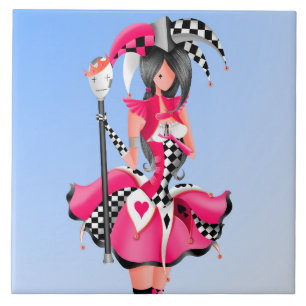 quirky jester and puppet King  Ceramic Tile
