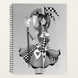 Quirky Jester and Puppet King  Gray  Planner