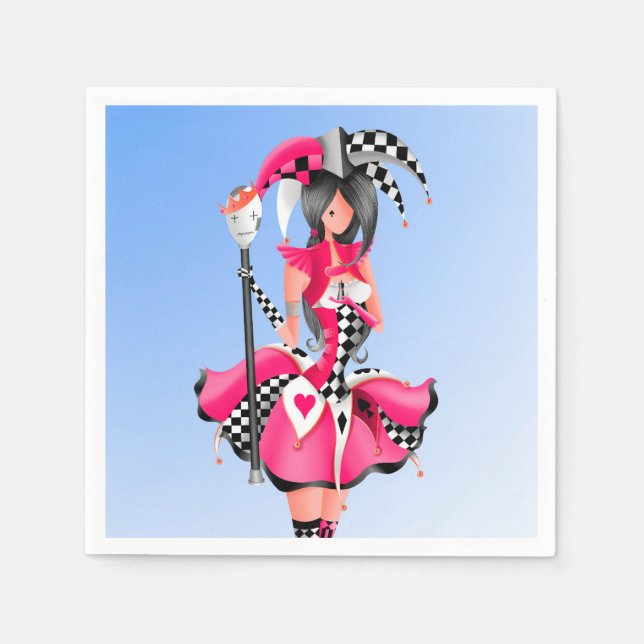 Quirky Jester and puppet king  Napkins (Front)