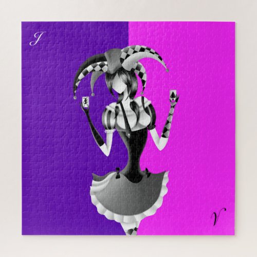 Quirky Jester Pink  Purple Jigsaw Puzzle