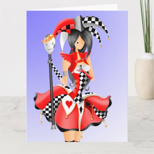 Quirky Jester  Puppet King  Birthday Card