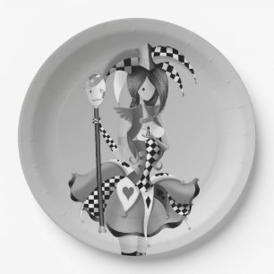 Quirky Jester & Puppet King Paper Plate