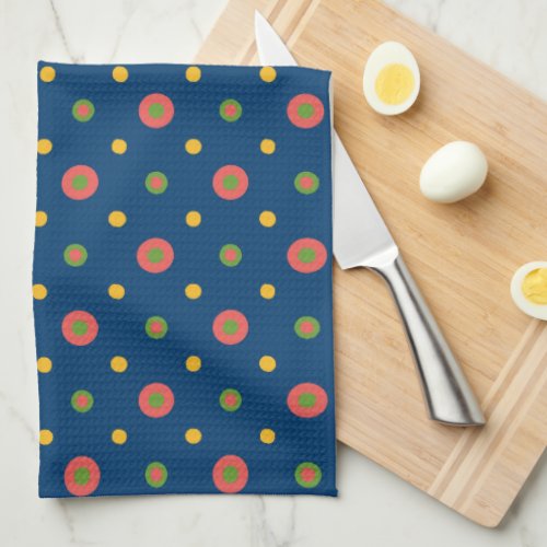 Quirky Jumbo Polka Dots on Navy Blue Kitchen Towel