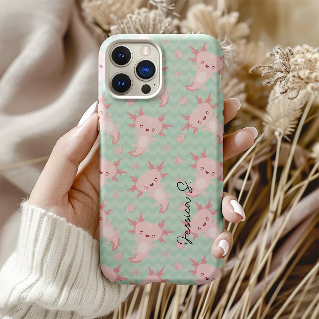 Quirky Kawaii Axolotl Pattern Case-Mate iPhone Case (Creator Uploaded)