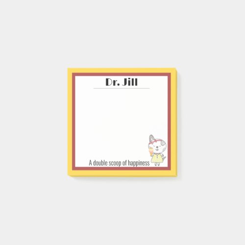 Quirky kawaii kitty ice cream happiness post_it notes