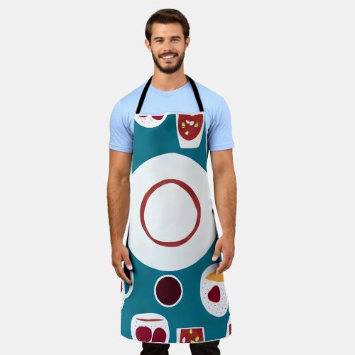 Quirky Kitchen Apron with Coffee  Pastry Motifs