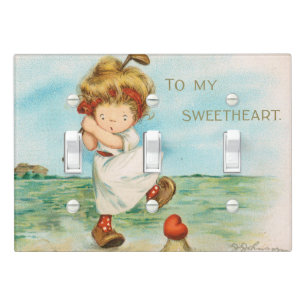 Quirky Kitschy Golf Themed Valentine, circa 1915 Light Switch Cover