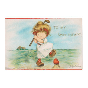 Quirky Kitschy Golf Themed Valentine, circa 1915 Placemat