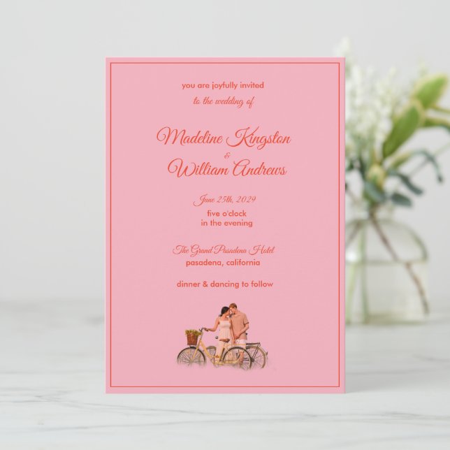 Quirky Kitschy Retro Photo Wedding Invitation (Standing Front)