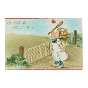 Quirky Kitschy Tennis Themed Valentine, circa 1915 Placemat