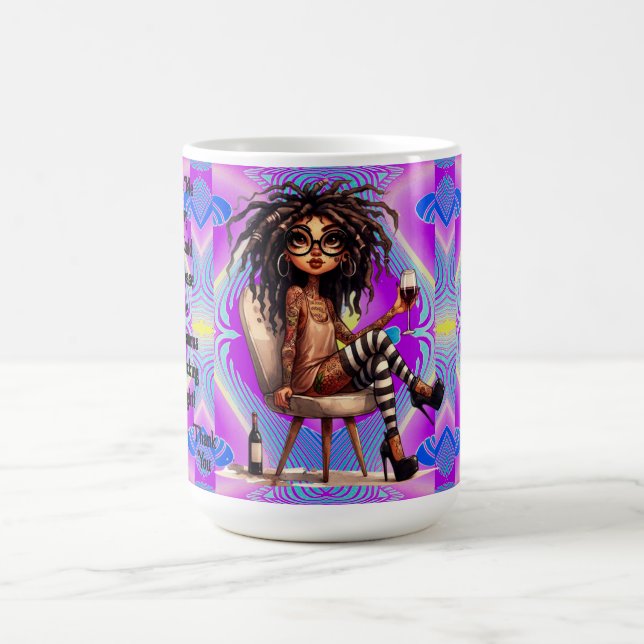 Quirky Lady Tattoos & Wine Light Mug (Center)