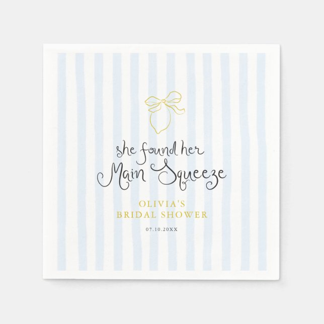 Quirky Lemon Main Squeeze Bridal Shower Napkins (Front)