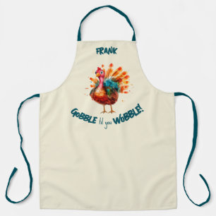 Quirky Light Yellow Watercolor Turkey Thanksgiving Apron