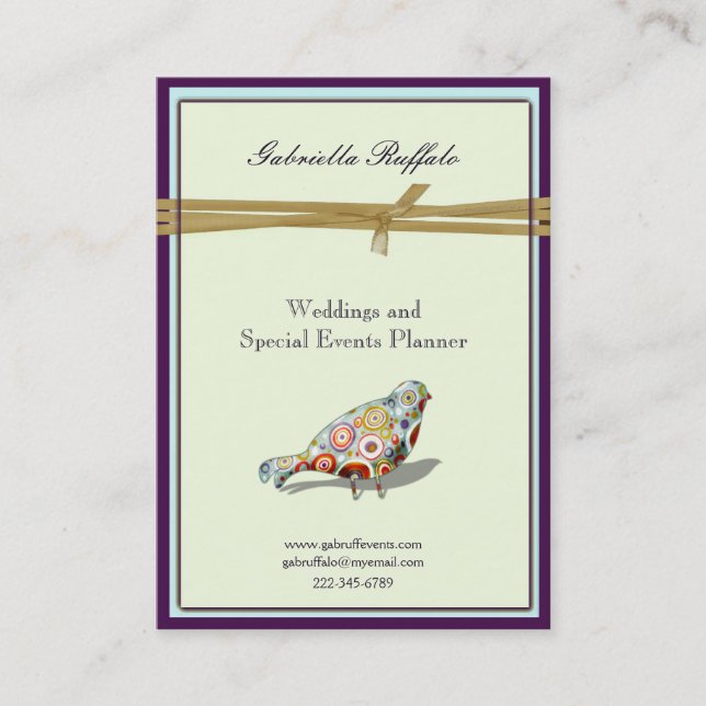 Quirky Little Colorful Artsy Bird Business Card (Front)
