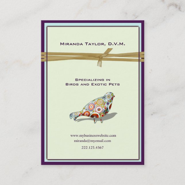 Quirky Little Colorful Bird Business Card (Front)