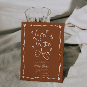 Quirky Love Is In the Air Bridal Shower Terracotta Invitation