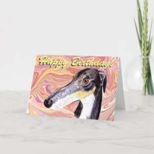 Quirky lurcher birthday card