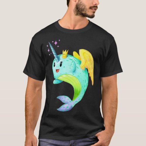 Quirky Magical Flying Whale Narwhal Wings Weird fo T_Shirt