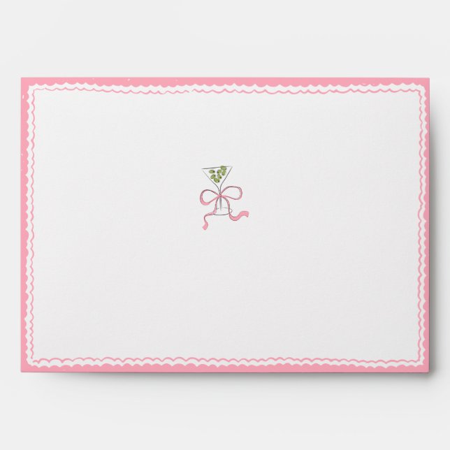 Quirky Martini Bow Hand Drawn Bridal Shower Envelope (Front)