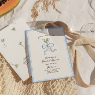 Quirky Martini Bow Hand Drawn Bridal Shower Invitation