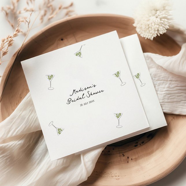 Quirky Martini Bow Hand Drawn Bridal Shower Napkins (Creator Uploaded)