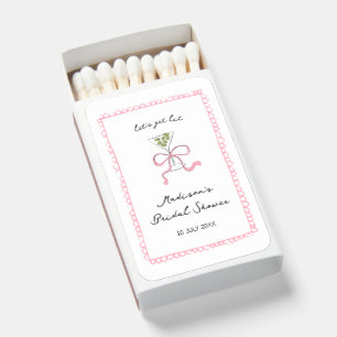 Quirky Martini Pink Bow Bridal Shower Matchboxes