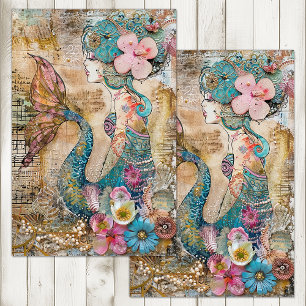 QUIRKY MERMAID DECOUPAGE TISSUE PAPER