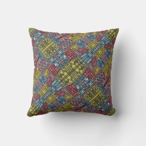 Quirky_Modern Bauhaus Geometric Pattern Throw Pillow