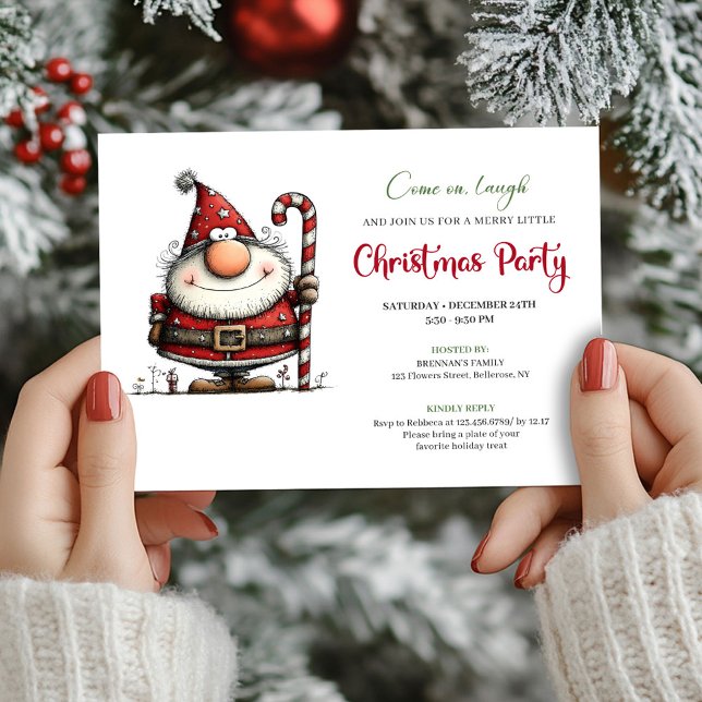 Quirky Modern Santa Claus Holiday Party Invite (Quirky Modern Santa Claus Holiday Party Invite)