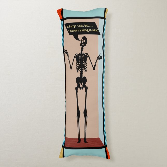 Quirky Mondrian Skeleton - Has Nothing to Wear Body Pillow (Front Vertical)