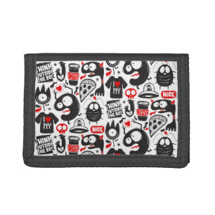 Quirky Monsters and Quotes Graffiti Doodle Trifold Wallet