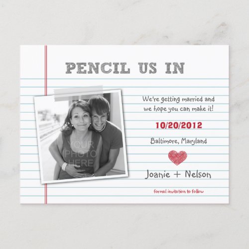 Quirky Note Photo Save The Date Card