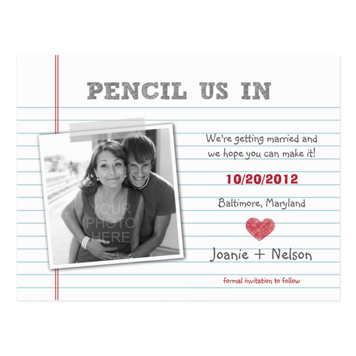 Quirky Note Photo Save The Date Card Postcards