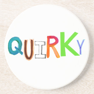 Quirky odd unusual unique fun colorful art word coaster