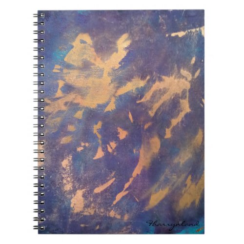 Quirky Office  Purple Blue Gold Paint Brushstroke Notebook