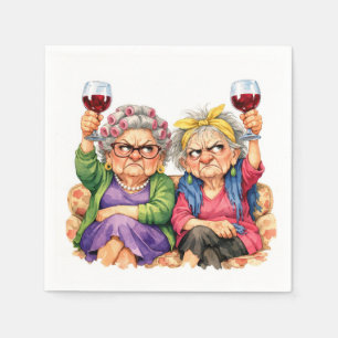 Quirky Old Ladies with Red Wine Napkins