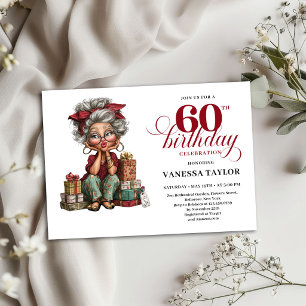 Quirky Old Lady 60th Birthday Invitation Template